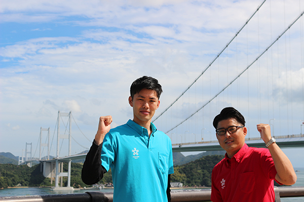photo: 今治市観光課 尾崎さん(右)、矢野さん(左)