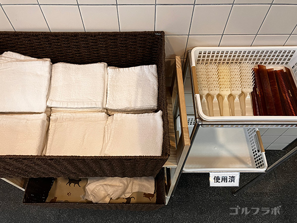 札幌エルムカントリークラブの洗面所のタオル